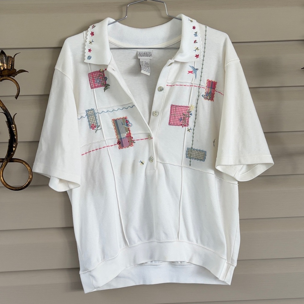 Koret Francisca Petite Cream Short-Sleeve Knit Top